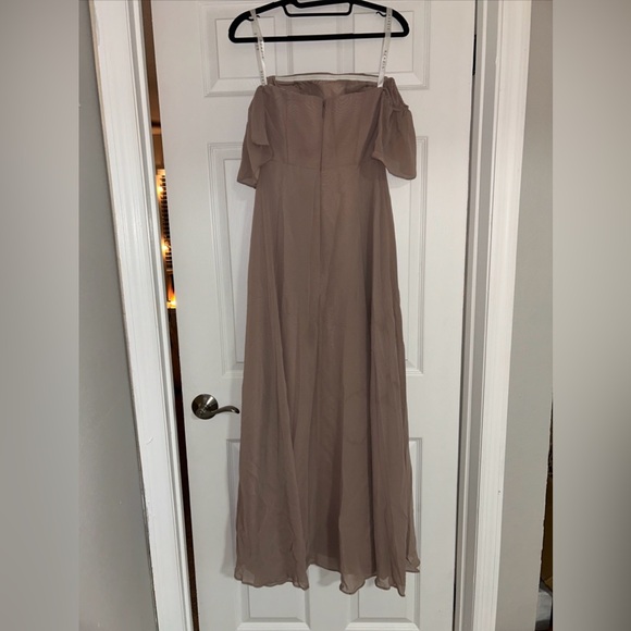 Azazie Sue Bridesmaids Dress Taupe Size 2 - Picture 6 of 6